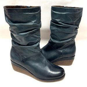 MIZ MOOZ BUTTER LEATHER BOOTS SIDE FULL ZIP FOREST GREEN 37EU / 7US # Z-50